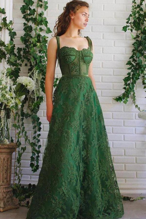 Vestidos de fiesta de tul con encaje y tirantes finos en forma de A